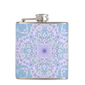 Retro Gartenfloralen in Blau und Violett Flachmann (Vorderseite)