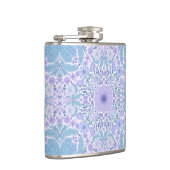 Retro Gartenfloralen in Blau und Violett Flachmann (Rechts)