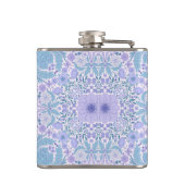 Retro Gartenfloralen in Blau und Violett Flachmann (Rückseite)