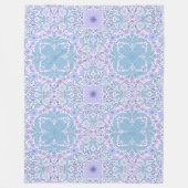 Retro Gartenfloralen in Blau und Violett Fleecedecke (Vorderseite)