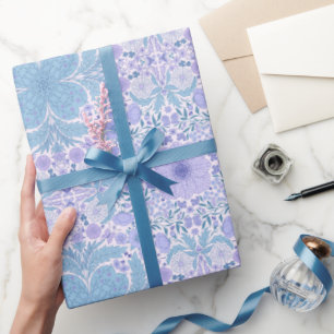 Retro Gartenfloralen in Blau und Violett Geschenkpapier