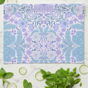 Retro Gartenfloralen in Blau und Violett Geschirrtuch