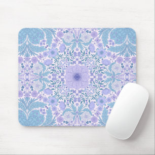 Retro Gartenfloralen in Blau und Violett Mousepad