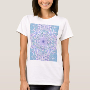 Retro Gartenfloralen in Blau und Violett T-Shirt