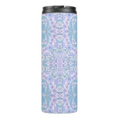 Retro Gartenfloralen in Blau und Violett Thermosbecher (Rückseite)