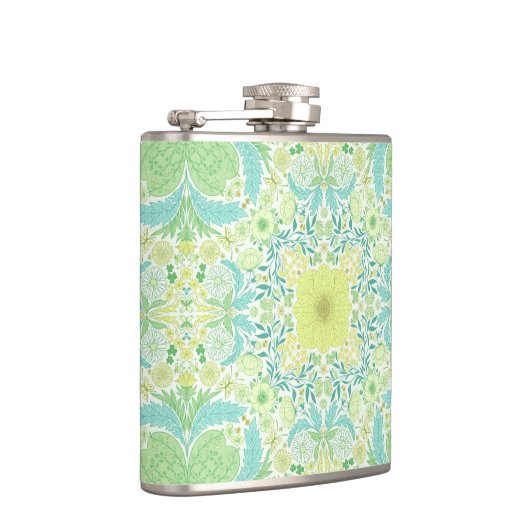 Retro-Gartenflorchen in grün und gelb Flachmann (Rechts)