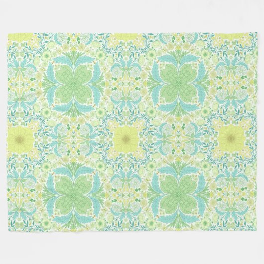 Retro-Gartenflorchen in grün und gelb Fleecedecke (Vorderseite (Horizontal))