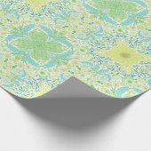 Retro-Gartenflorchen in grün und gelb Geschenkpapier (Ecke)