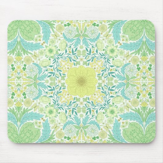 Retro-Gartenflorchen in grün und gelb Mousepad (Vorne)