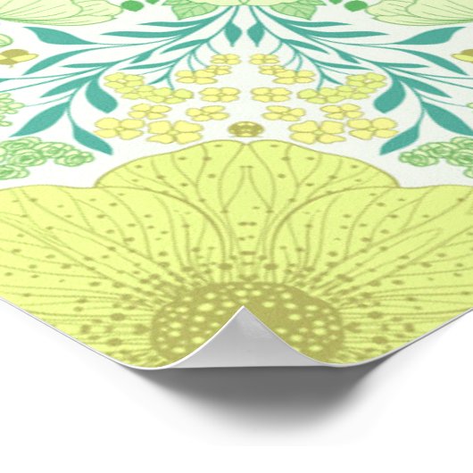 Retro-Gartenflorchen in grün und gelb Poster (Ecke)