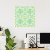 Retro-Gartenflorchen in grün und gelb Poster (Heimbüro)