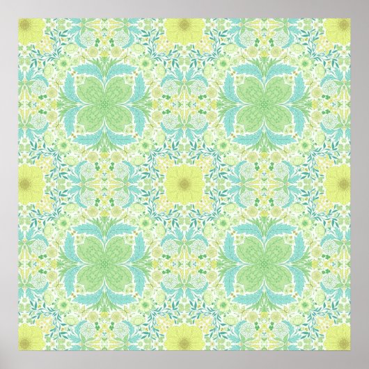 Retro-Gartenflorchen in grün und gelb Poster (Vorne)