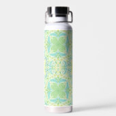 Retro-Gartenflorchen in grün und gelb Trinkflasche (Rückseite)