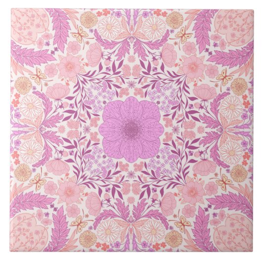 Retro-Gartenflorchen in Rosa Fliese (Vorderseite)