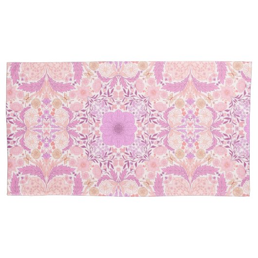 Retro-Gartenflorchen in Rosa Kissenbezug (Vorderseite-Links)