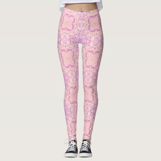 Retro-Gartenflorchen in Rosa Leggings (Vorderseite)