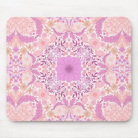 Retro-Gartenflorchen in Rosa Mousepad (Vorne)
