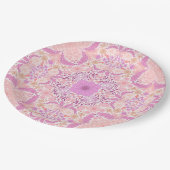 Retro-Gartenflorchen in Rosa Pappteller (Schrägansicht)