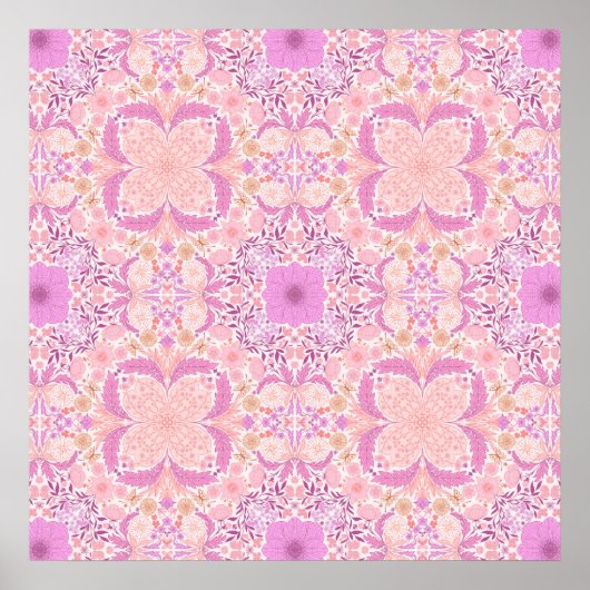 Retro-Gartenflorchen in Rosa Poster (Vorne)