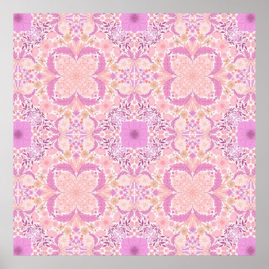 Retro-Gartenflorchen in Rosa Poster (Vorne)
