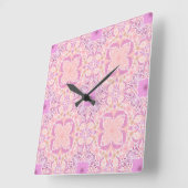 Retro-Gartenflorchen in Rosa Quadratische Wanduhr (Winkel)