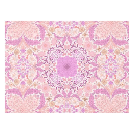 Retro-Gartenflorchen in Rosa Tischdecke (Vorderseite (Horizontal))