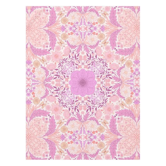 Retro-Gartenflorchen in Rosa Tischdecke (Vorderseite)