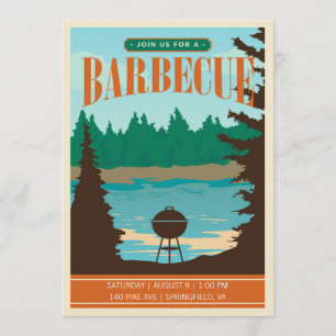 Retro-Gartenparty-Einladung BBQ Einladung