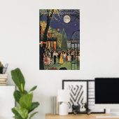 Retro-Gartenparty-Kunstprint Mondbeglanzte Soiree Poster (Heimbüro)