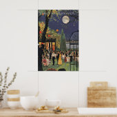 Retro-Gartenparty-Kunstprint Mondbeglanzte Soiree Poster (Küche)