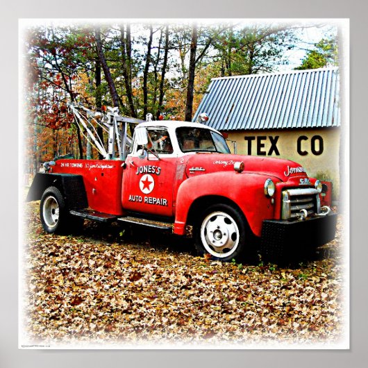 Retro Gas Station Red Tower LKW Poster (Vorne)