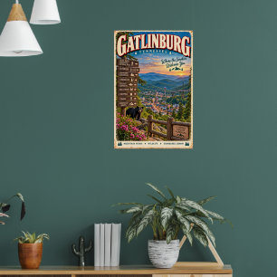 Retro Gatlinburg Tennessee Smoky Mountains Reise Poster
