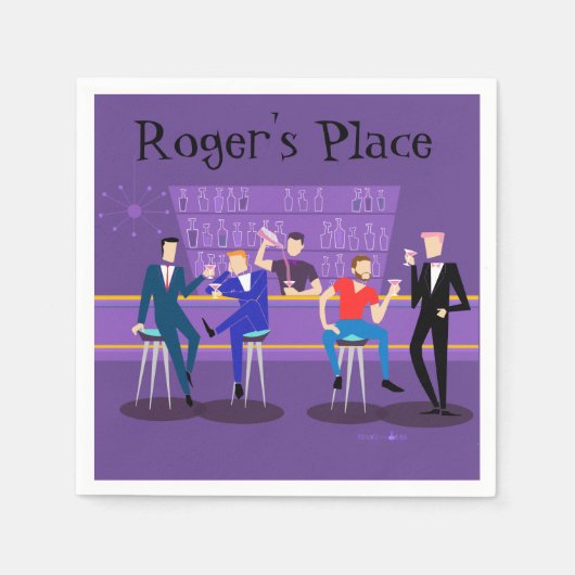 Retro Gay Bar Cocktail Napins Serviette (Vorderseite)