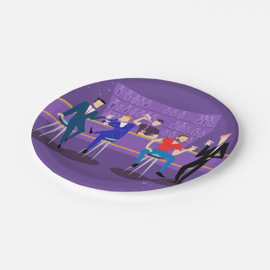 Retro Gay Bar Paper Plate Pappteller (Schrägansicht)