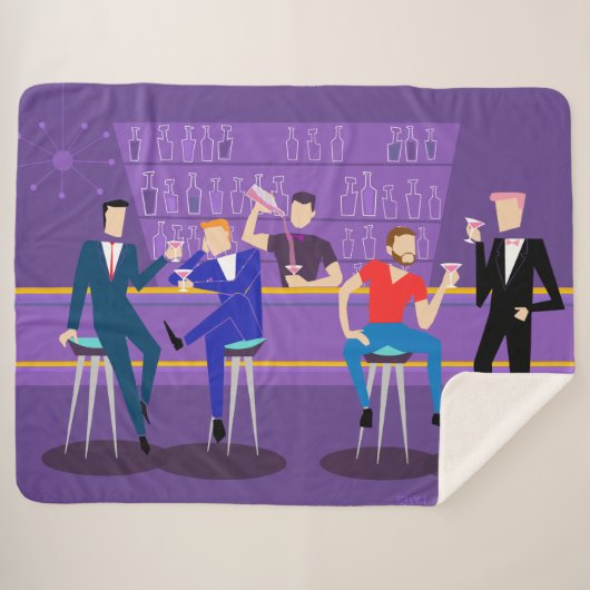 Retro Gay Bar Sherpa Blanket Sherpadecke (Vorderseite (Horizontal))