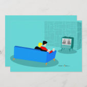 Retro Gay Couple Fernsehen Einladung (Vorne/Hinten)