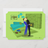 Retro Gay Couple in Liebe Einladung