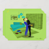 Retro Gay Couple in Liebe Einladung (Vorne/Hinten)