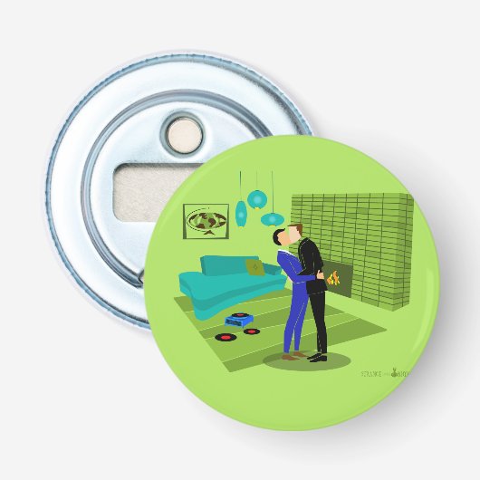 Retro Gay Couple in Liebe Flaschenöffner (Vorderseite)