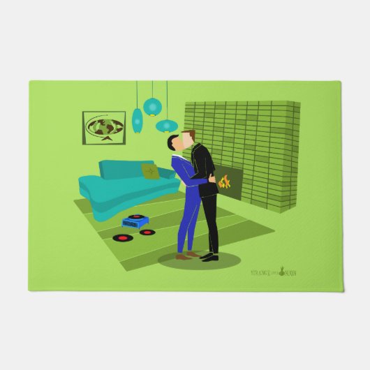 Retro Gay Couple in Liebe Fußmatte (Vorderseite)