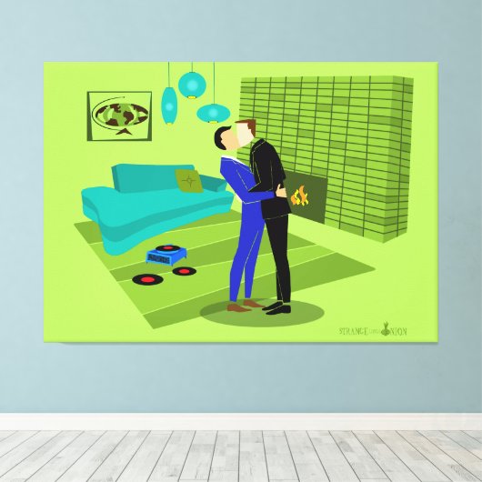 Retro Gay Couple in Liebe gesteppte Canvas Print Leinwanddruck (Insitu (Holzboden))