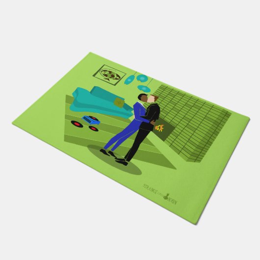 Retro Gay Couple in Liebe (interrazial) Door Mat Fußmatte (Schrägansicht)