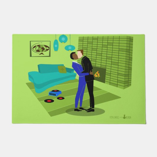 Retro Gay Couple in Liebe (interrazial) Door Mat Fußmatte (Vorderseite)