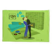 Retro Gay Couple in Liebe Kissenbezug (Rückseite)