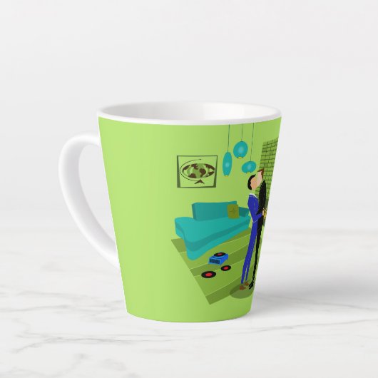 Retro Gay Couple in Liebe Latte Tasse (Linke Ecke)