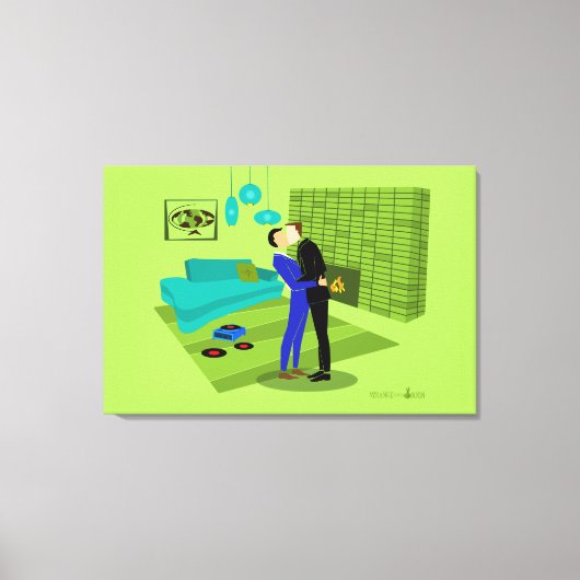 Retro Gay Couple in Liebe Leinwanddruck (Vorderseite)