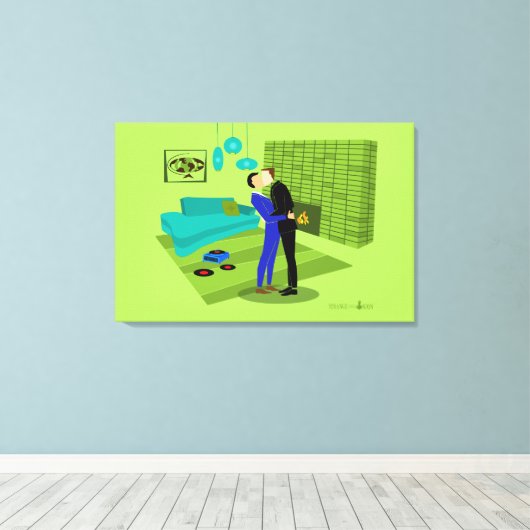 Retro Gay Couple in Liebe Leinwanddruck (Insitu (Holzboden))