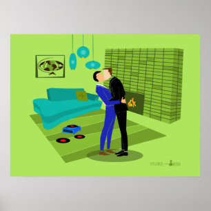 Retro Gay Couple in Liebe Poster