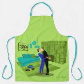 Retro Gay Couple in Liebe Schürze (Vorderseite)