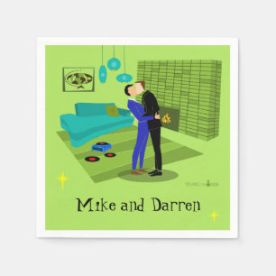 Retro Gay Couple in Liebe Serviette